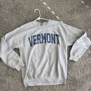 Vermont Crewneck Sweatshirt - Gray with Navy Logo